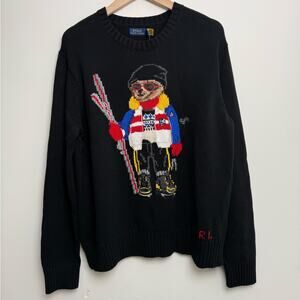 Polo Ralph Lauren Ski Bear Knit Sweater Black XL Polo Bear Graphic RL